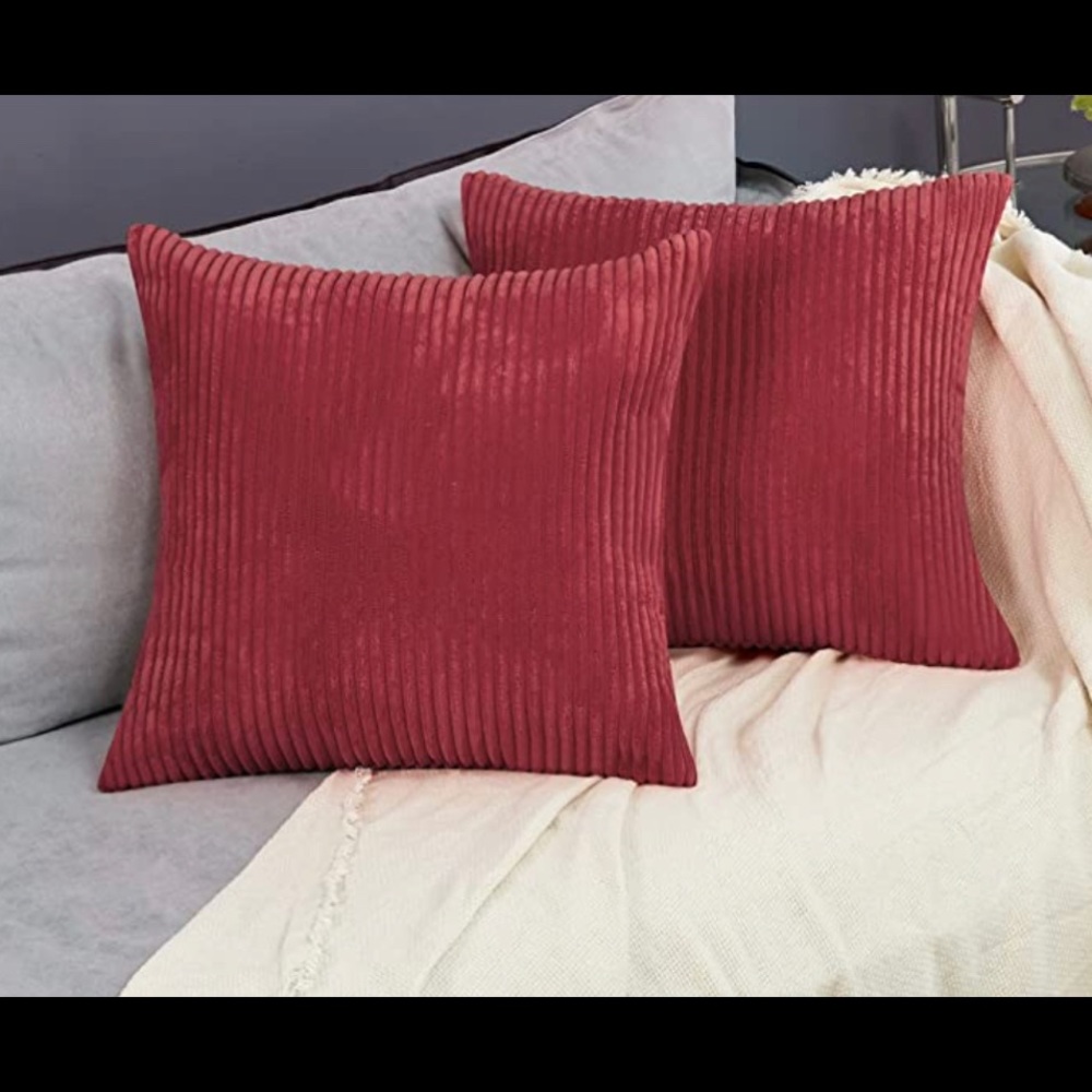 BRAND NEW-Softest throw pillow covers 20x20”-wine red, set of 2.